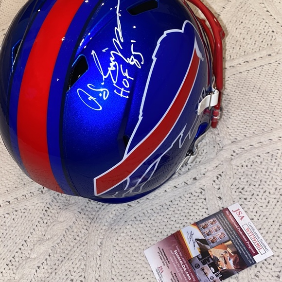 🔥 O.J. Simpson Signed Bills Full-Size Helmet Inscribed "HOF 85" - Picture 4 of 5